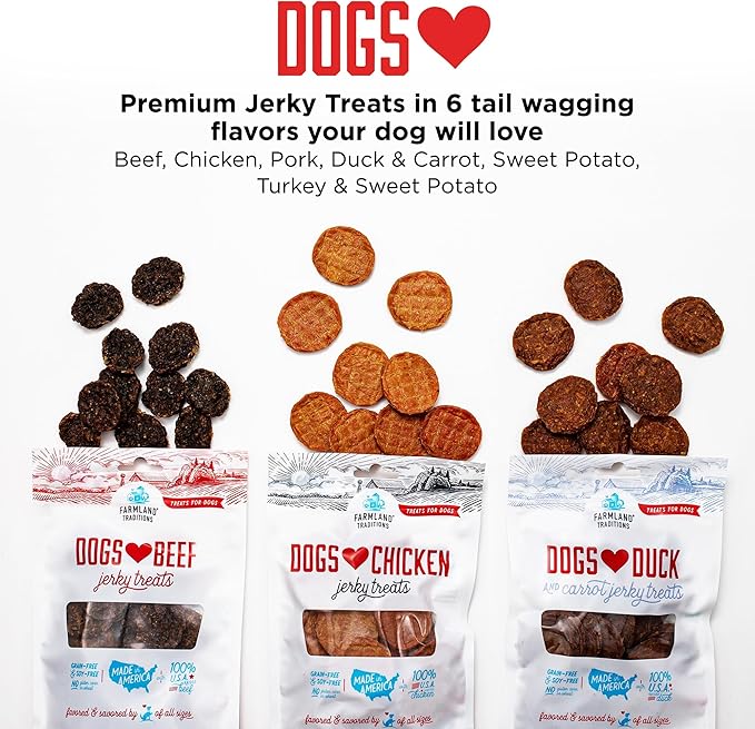 Farmland Traditions Dogs Love Chicken Jerky Dog Treats with Only 3 Ingredients and No Fillers, 1 Pound Bag (Pack of 2)