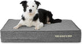 The Dog’s Bed Orthopedic Memory Foam Dog Bed for Large Dogs, Waterproof Washable Cover, Anti-Slip Base, Calming Surface – CertiPUR-Certified Foam, Grey Linen, 6 Inch Thick