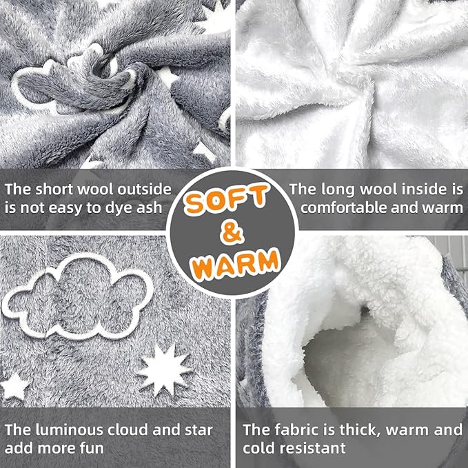 LEFTSTARER Noctilucent Luminous Guinea Pig Rat Hammock Bunkbed Hanging Tunnel and Soft Bed Mat for Ferret Hedgehog Squirrel Hideout Cage Accessories (1.Tunnel and Bunkbed Hammock)