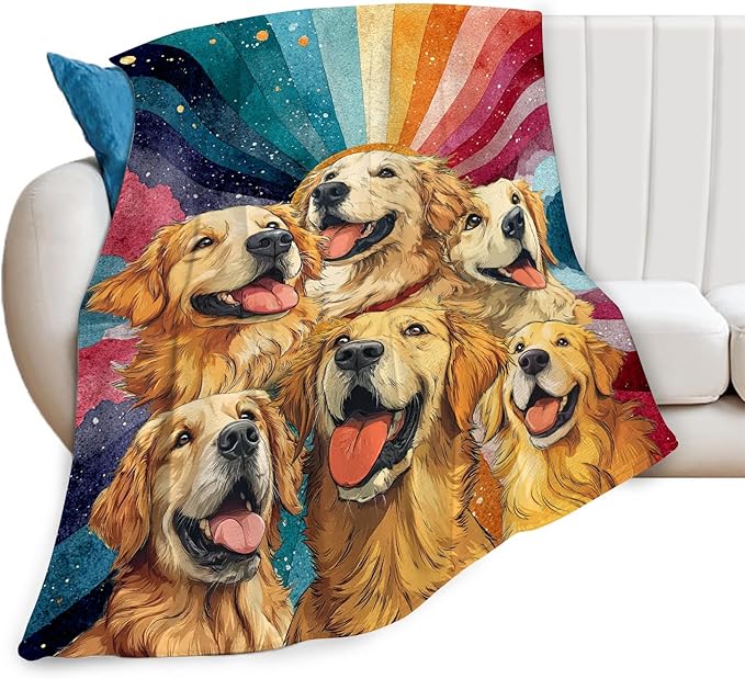 Golden Retriever Throw Blanket Golden Retriever Puppy Stuff Gifts for Dog Lover Kids Girls Boys Adults Women Men Soft Cozy Warm Plush Fluffy Fuzzy Fleece Blanket Decor 60''X80''