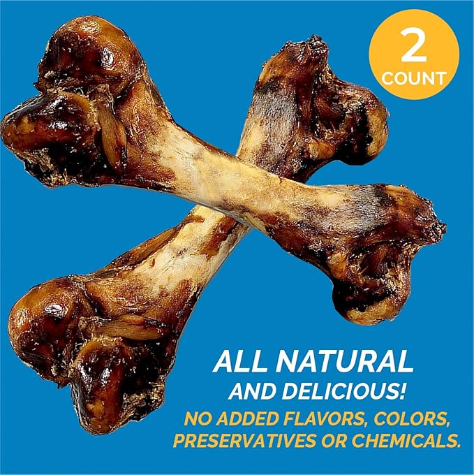 123 Treats Dog Bones for Aggressive Chewers - 100% Natural Pork & Beef Flavored Meaty Dog Chews, Made from Grass Fed Cattle, Grain Free Femur Bone | 2 Count