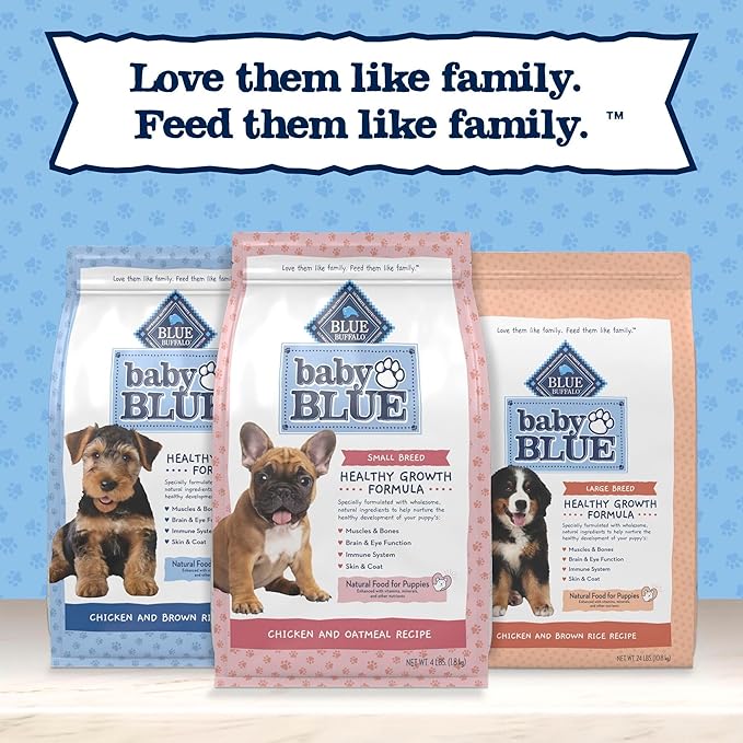 Blue Buffalo Baby Blue Natural Dry Food for Puppies, Healthy Growth Formula with DHA, Savory Chicken Recipe, 11-lb Bag