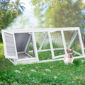 Wooden Rabbit Cage Indoor,A-Frame Bunny Playpen House Outdoor,Small Bunny Hutch with Ventilating Wire Fence for Puppy Rabbits (Grey)