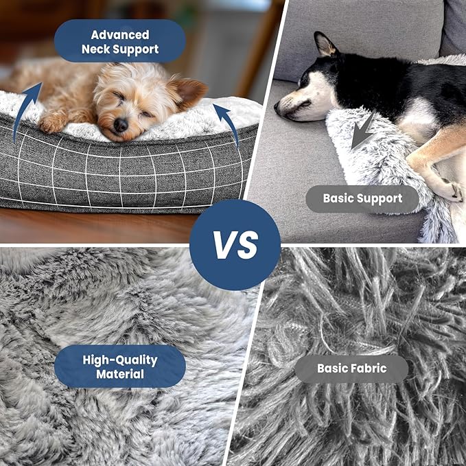 Calming Large Dog Bed for Couch, 41 x 37 inch Removable Couch Cover for Dogs Washable, Non-Slip Fluffy Plush Dog Sofa Mat for Furniture Protector - Grey