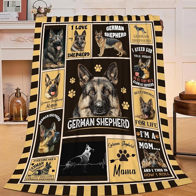 German Shepherd Throw Blanket German Shepherd Puppy Stuff Gifts for Dog Lover Kids Girls Boys Adults Women Men Soft Cozy Warm Plush Fluffy Fuzzy Fleece Blanket Decor 40''X50''