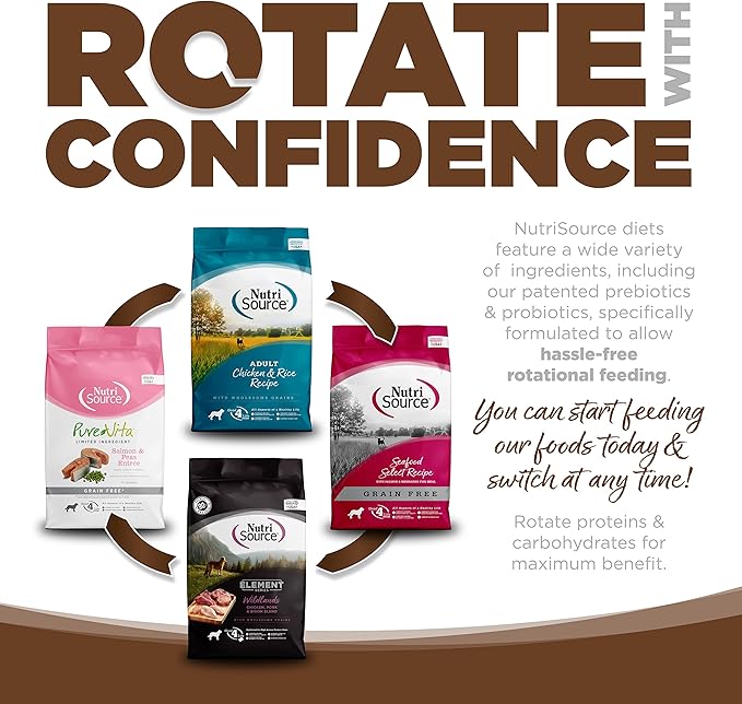 NutriSource Pure Vita Dry Dog Food, Chicken and Brown Rice, 12LB