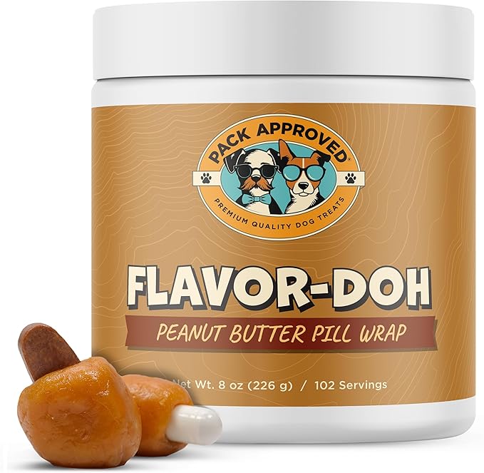 Flavor-Doh - Flavored Pill Wrap for Dogs to Hide Capsules and Create Pill Treats for Dogs - Easy-to-Use Treat Paste for Pet Medication - Peanut Butter (8oz)