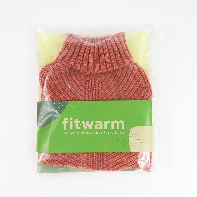 Fitwarm Thermal Knitted Dog Sweater Doggy Winter Coat Pet Clothes Doggie Turtleneck Jacket Puppy Outfits Cat Sweatsuit Red Large