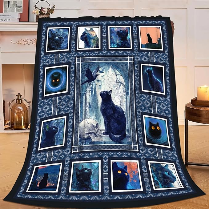 Cat Throw Blanket Cat Stuff Gifts for Kids Girls Boys Adults Women Men Soft Cozy Warm Plush Fluffy Fuzzy Fleece Blanket Decor 60''X80''
