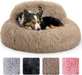 PetJett Calming Medium Dog Bed - 30'' Round Dog Beds, Anti-Slip & Washable Super Soft Fluffy Plush Donut Bed, Anti-Anxiety Premium Comfort Pet Bed, Fits Dogs up to 45 lbs - Beige