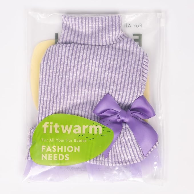 Fitwarm Collared Neck Tulle Dog Dress, Cozy Winter Clothes for Small Dogs Girl, Pet Outfits, Purple, Large