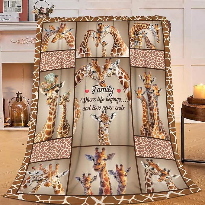 Giraffe Throw Blanket Giraffe Stuff Gifts for Kids Girls Boys Adults Women Men Soft Cozy Warm Plush Fluffy Fuzzy Fleece Blanket Decor 60''X80''