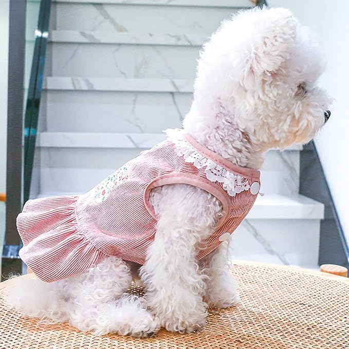 Dog Dresses for Small Dogs Girl Summer Puppy Cute Clothes Outfit Apparel Female Suspender Skirt Pup Yorkie Clothing Breathable Pet Dress for French Dogs Chihuahua