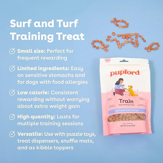Pupford Freeze Dried Training Treats for Dogs & Puppies, 215+ Six Ingredient Bites (Surf & Turf, 3 oz)