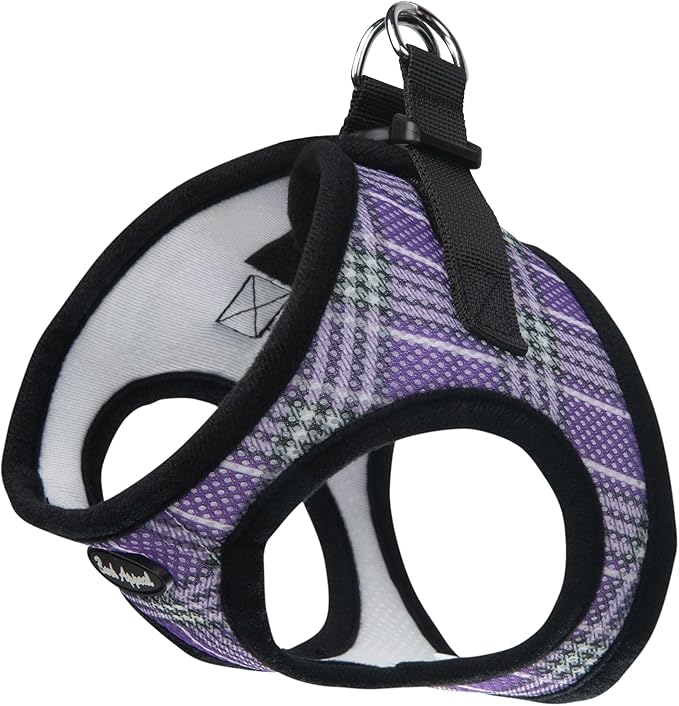Bark Appeal Lavender Plaid Step-in Dog Harness for Extra Small Sized Pets – Updated Sizing, Re-Measuring is Essential – Soft Vest Harness – Anti-Choke with Adjustable Strap & Heavy Duty Clip – XXS