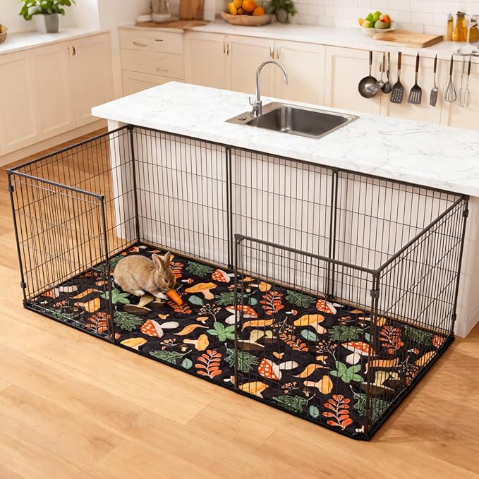 Homimp 2 Pcs Guinea Pig Pee Pads,Self Heating Guinea Pig Bed Pads for Winter Keep Warm,Washable&Anti Slip Small Animal Beds for Indoor Rabbit Hamster Squirrel Hedgehog Chinchilla Ferret,Black 24"x47"