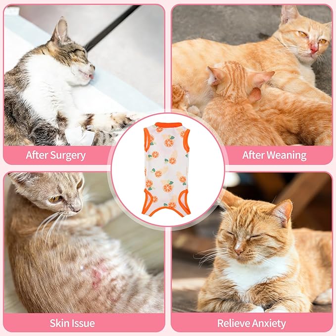 Cat Recovery Suit Cat Onesie for Cats After Surgery, Breathable Cats Surgery Recovery Suit for Female Spay & Abdominal Wounds, Kitten Surgical Onesie Body Suit Anti Licking Cone Alternative