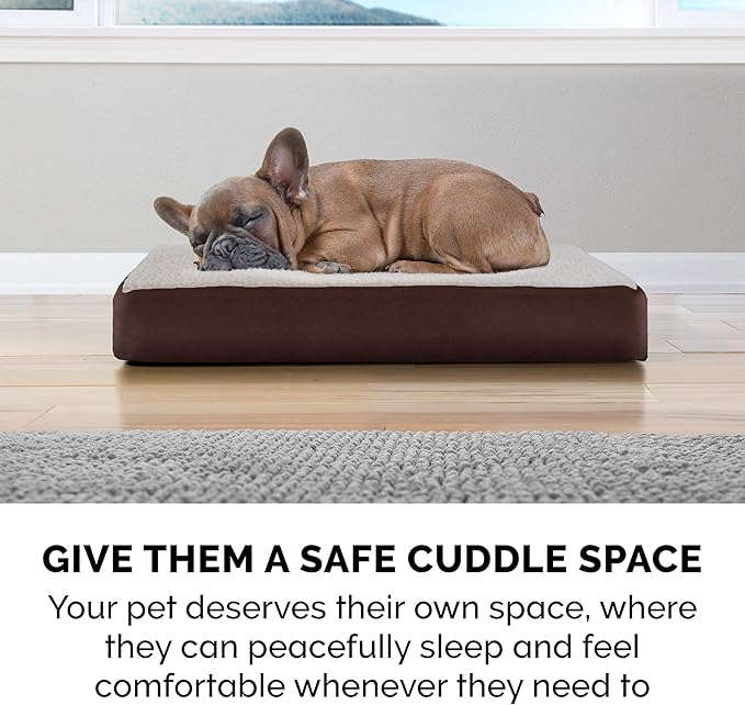 Furhaven Memory Foam Dog Bed for Large Dogs w/ Removable Washable Cover, For Dogs Up to 95 lbs - Sherpa & Suede Mattress - Espresso, Jumbo/XL