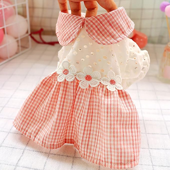 Dog Clothes Puppy Floral Dress for Small Dogs Girl Summer Dog Cute Princess Bowknot Dress Apparel Yorkies Chihuahua Lightweight Breathable Outfits Female Dog Cat Holiday Sundress