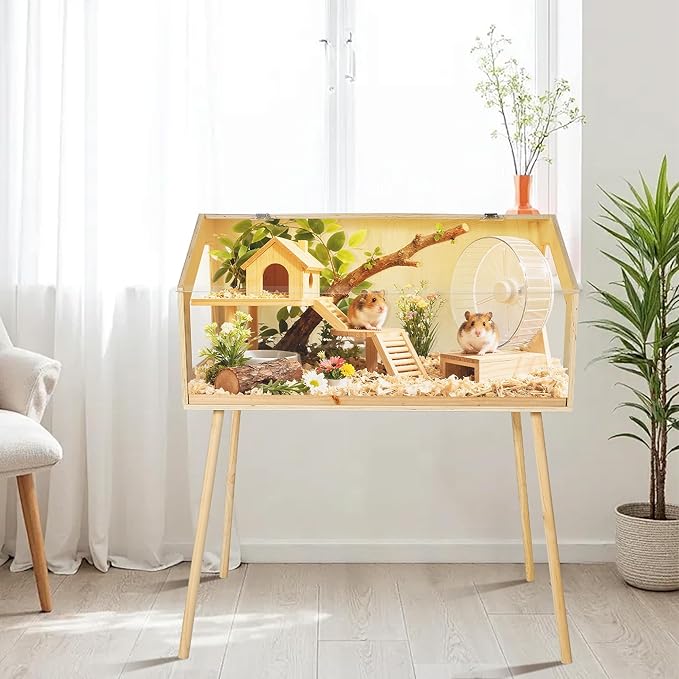 Garvee Hamster Cage with Legs, Large Syrian Hamster Habitats Enclosure with Chew Proof,Acrylic Window & Openable Top,Small Animal Cage for Guinea Pig, Chinchilla, Gerbil-40 l x 20" w x 47.5" h