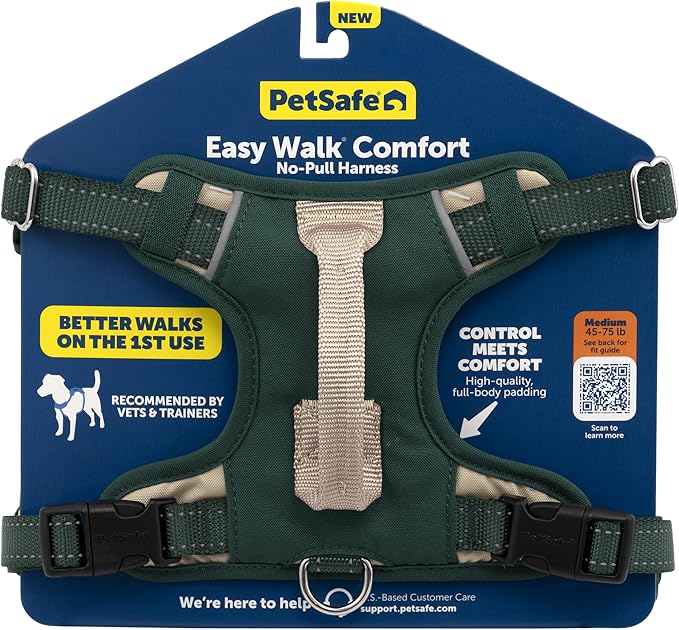 PetSafe Easy Walk Comfort No-Pull Dog Harness Full-Body Padding - Better Walks on the First Use - 5 Points of Adjustment X-Small, Green