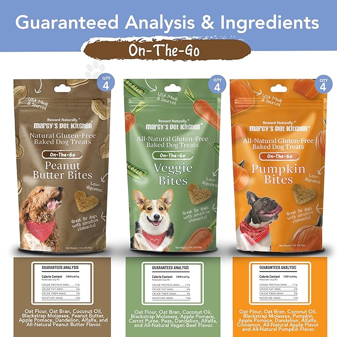 Marcy's Pet Kitchen-Diabetic Dog Treats-Vet Recommend-No Preservatives - Crunchy, Superfoods, All Natural-Vegan Homemade,-Gluten Free-for Sensitive Stomachs-Made in The USA Only (On The Go Variety)