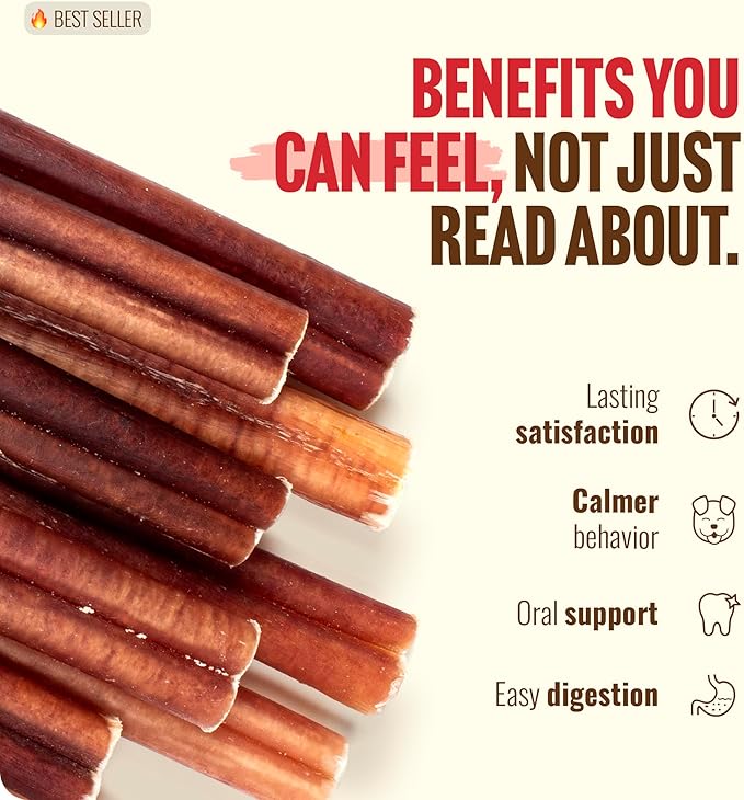 Natural Farm Odor-Free Bully Sticks (4-8”, 16oz) ALL-NATURAL Long-Lasting Chews, 100% Beef Pizzle, Grass-Fed, Grain-Free, Hormone-Free, Protein for Muscle Development & Energy, Perfect For Medium Dogs