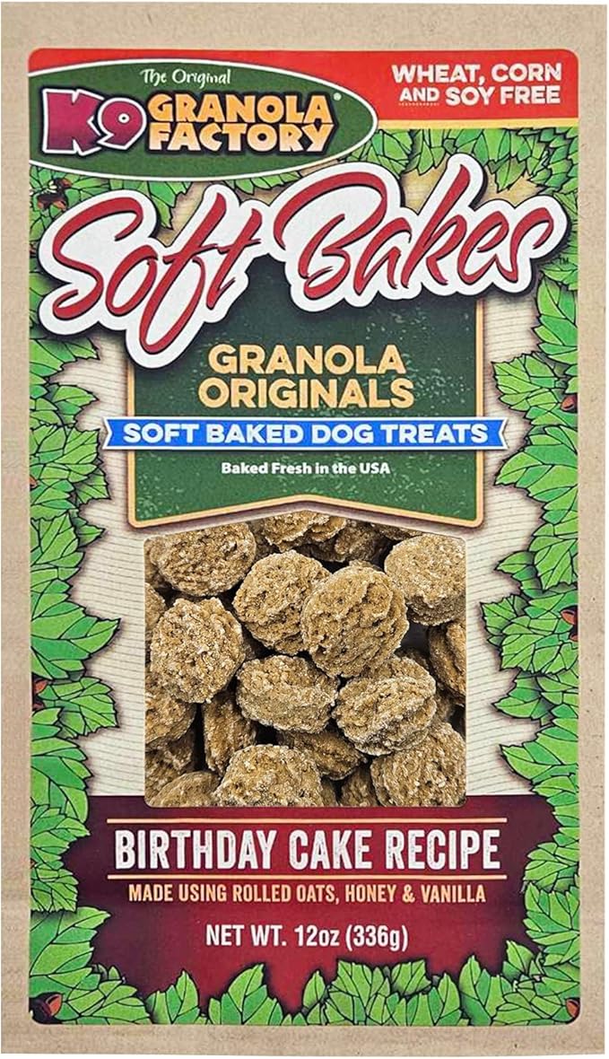 K9 Granola Factory All Natural Soft Bakes Dog Treats, 12 Ounces, Birthday Cake