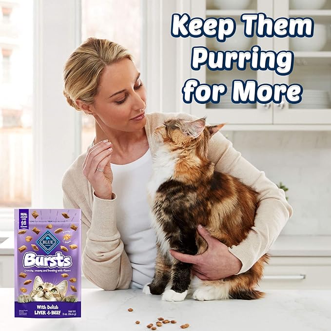 Blue Buffalo Bursts Crunchy Cat Treats, Chicken Liver and Beef 2-oz Bag (6 Pack)