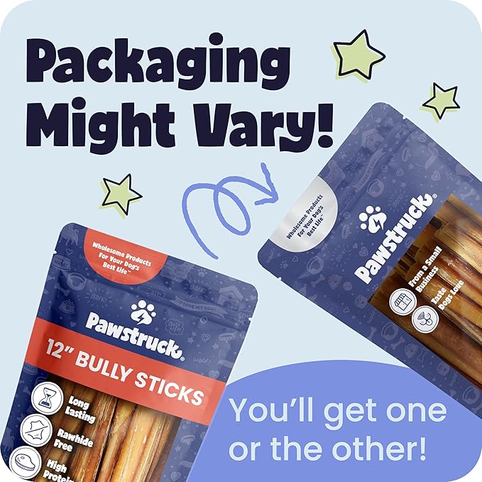 Pawstruck 12 Inch Bully Sticks for Medium & Large Dogs (5 Pack) - All Natural Beef Pizzle, Long Lasting, Rawhide-Free, Low Odor, Single Ingredient Dog Chews & Dental Treats