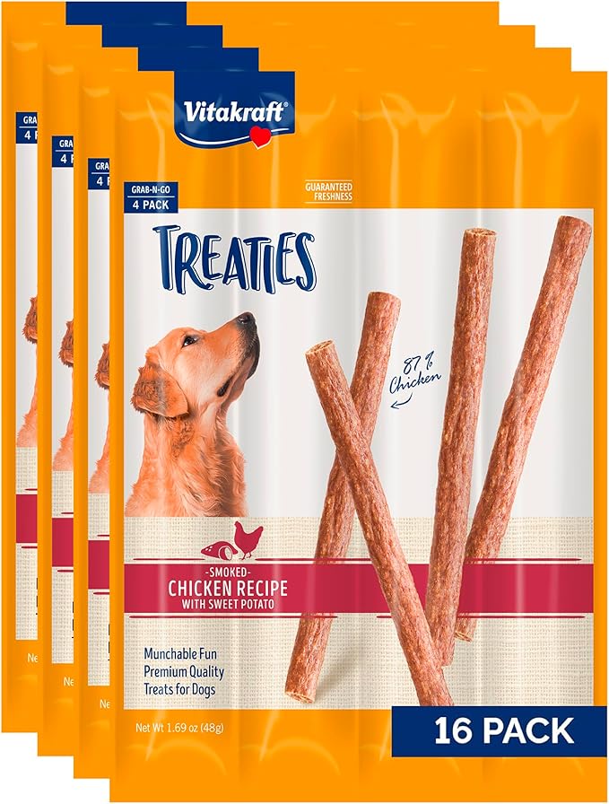 Vitakraft Treaties Dog Treat, Smoked Chicken Recipe with Sweet Potatoes, Value-Pack, 16 Count