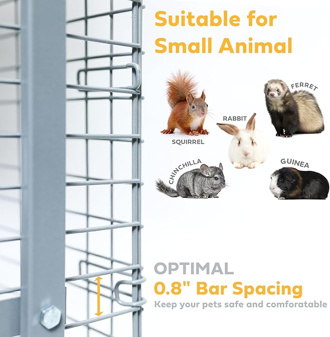 HOMESTEAD Rabbit Cage with Pull-Out Tray – 24 Inch Bunny Cage, Metal Rabbit Breeding Cage, Dual Access Doors, Waterproof Bottom & Urine Guard