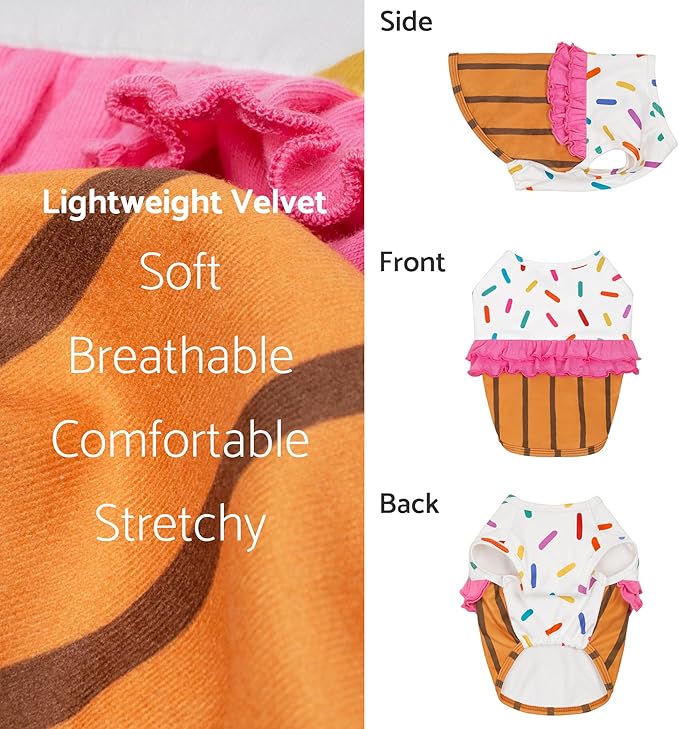 Fitwarm Halloween Dog Cupcake Costume, Funny Clothes for Small Dogs Girl, Pet Birthday Outfit, White, Pink, Brown, Large
