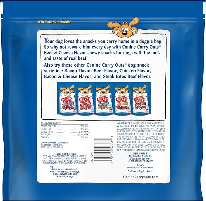 Canine Carry Outs Bacon & Cheese Flavor Dog Treats, 47 Ounce Bag (Pack of 4)