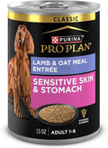 Purina Pro Plan Sensitive Skin and Stomach Dog Food Wet Classic Pate Lamb and Oat Meal Entrée - (Pack of 12) 13 oz. Cans