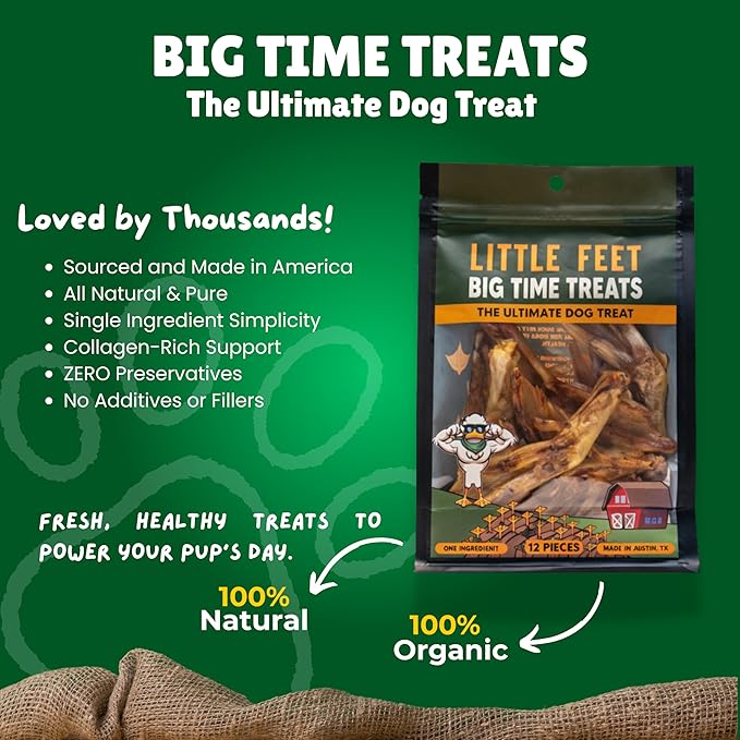 Duck Feet Dog Treats - Single Bag - 12 Premium Extra Large Pieces - 100% Sourced and Made in USA