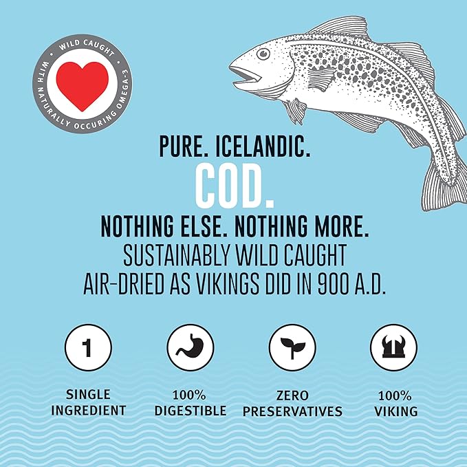 Icelandic+ Mini Fish Chips: Cod - 2.5oz Bag,Dog Treats,Wild-Caught & Air-Dried,Ingredient Crunchy Pet Snacks,Just The Fish Nothing Else,(Pack of 2)