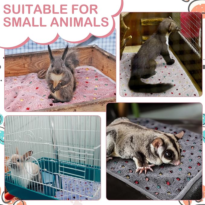 Tudomro 8 Pcs Guinea Pig Blankets Washable Small Pet Fleece Bedding Cage Liners Double Sided Pet Reusable Sleep Mat Pad Cover for Ferret Chinchilla Furniture Protection(Dot,47 x 24 Inch)