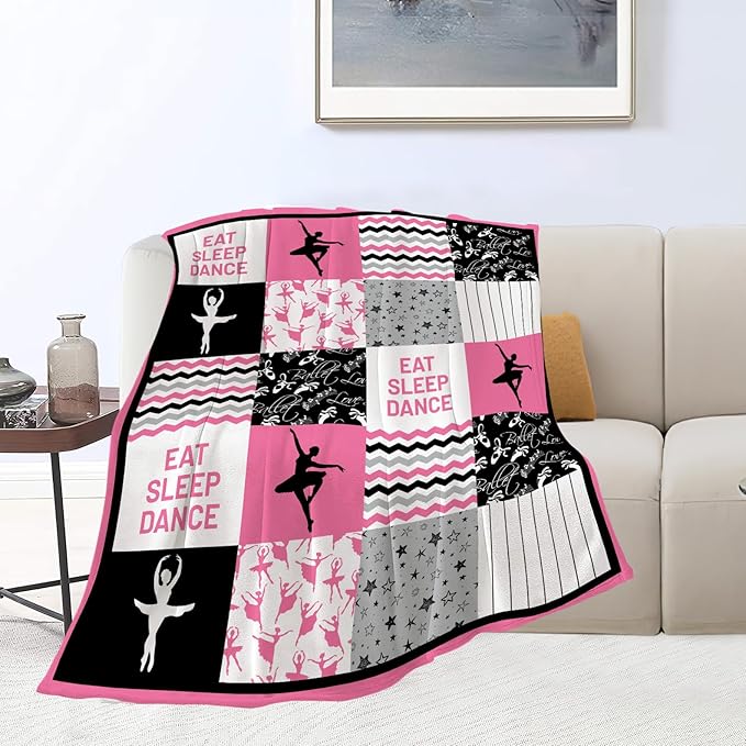 banonaty Dance Blanket Ballet Throw Blanket Cozy Fleece Flannel Plush Bedding Dancer Gifts for Girls Women Teen for Couch Sofa Bed Decor 50"X60"