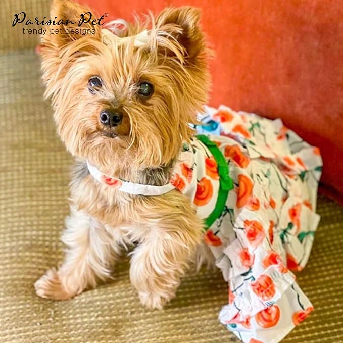 Parisian Pet Floral Dog Dress - Summer Cotton Clothes for Large Dogs Girl - Red Poppies Pet Dress - Stylish Boho Dog Beach Outfit - Adjustable Puppy Clothes - Lightweight Dresses for Dogs
