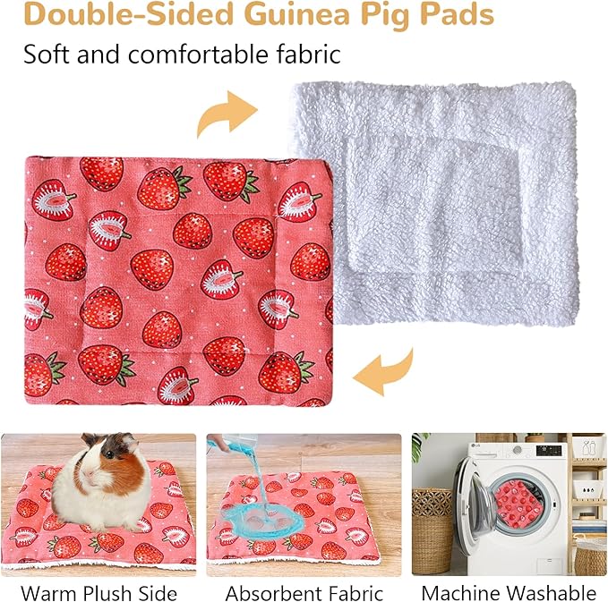 Guinea Pig Hideout with Hammock,Large Wooden Guinea Pigs House with Stairs and Mats,Detachable Guinea Pig Hide for Small Animals Hamster Chinchilla Ferret Habitats Accessories