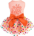 Fitwarm Happy Easter Day Dog Dress 100% Cotton Girl Dog Clothes Easter Bunny Pet Apparel Doggie Tutu with Bowknot Cat Clothing Puppy Dresses Doggy Costume Attire Orange Medium