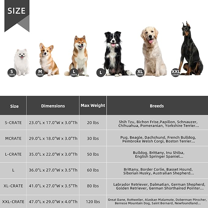 Dog Bed Extra Large Sized Dogs, Orthopedic Flannel XXL Dog Bed with Removable Washable Cover, Waterproof Indestructible Big Dogs Beds with Anti-Slip Bottom, Egg Crate Memory Foam Pad, 47"x29"x4", Grey