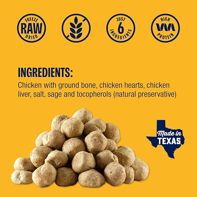 Muenster Freeze Dried Chicken Meatball Dog Treats (4oz) - Grain Free, Made in USA
