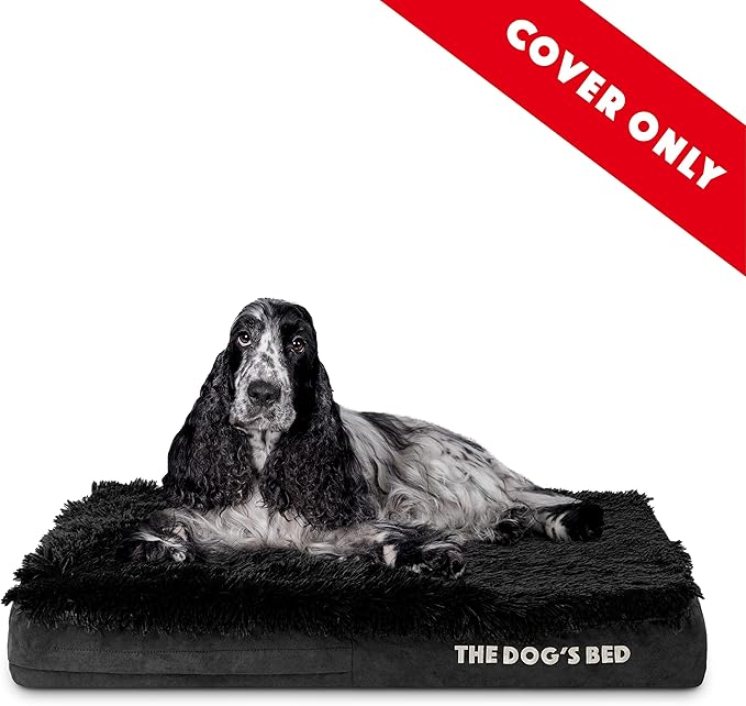 The Dog’s Bed Replacement Outer Cover, Fur Fabric, Black Fur, Small, 4-Inch