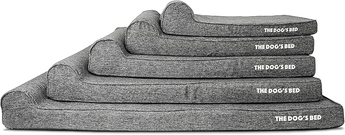 The Dog’s Bed Orthopedic Memory Foam Dog Bed with Headrest, Calming Surface – CertiPUR-Certified Foam, Linen Fabric, Grey Linen, XXL, 4-Inch