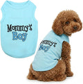 Parisian Pet Dog Shirt for Mother's Day – 100% Cotton Shirts for Large Dogs – Blue Sleeveless Puppy Clothes – Lightweight and Breathable Dog Apparel – Boy Dogs Clothes - Stretchy Mommy’s Boy Pet Shirt