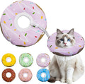Seyezo Cat Cone Collar Soft, Adjustable Cat Recovery Collar Kitten Cones to Stop Licking, Cute Donut E Collar After Surgery, Cats Neck Pillow Cone Elizabethan Cones of Shame (Waterproof Purple, Large)