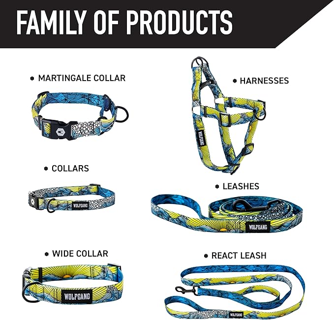 Wolfgang Heavy Duty Adjustable Dog Harness, Pull-Tested to Over 800 lbs for Walking & Training, DawnPatrol Print, Large