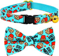 Cat Collar Bow Set, Blue Stud Muffin Cake, Wedding/Birthday Breakaway Collar Bowtie for Kitten/Cat